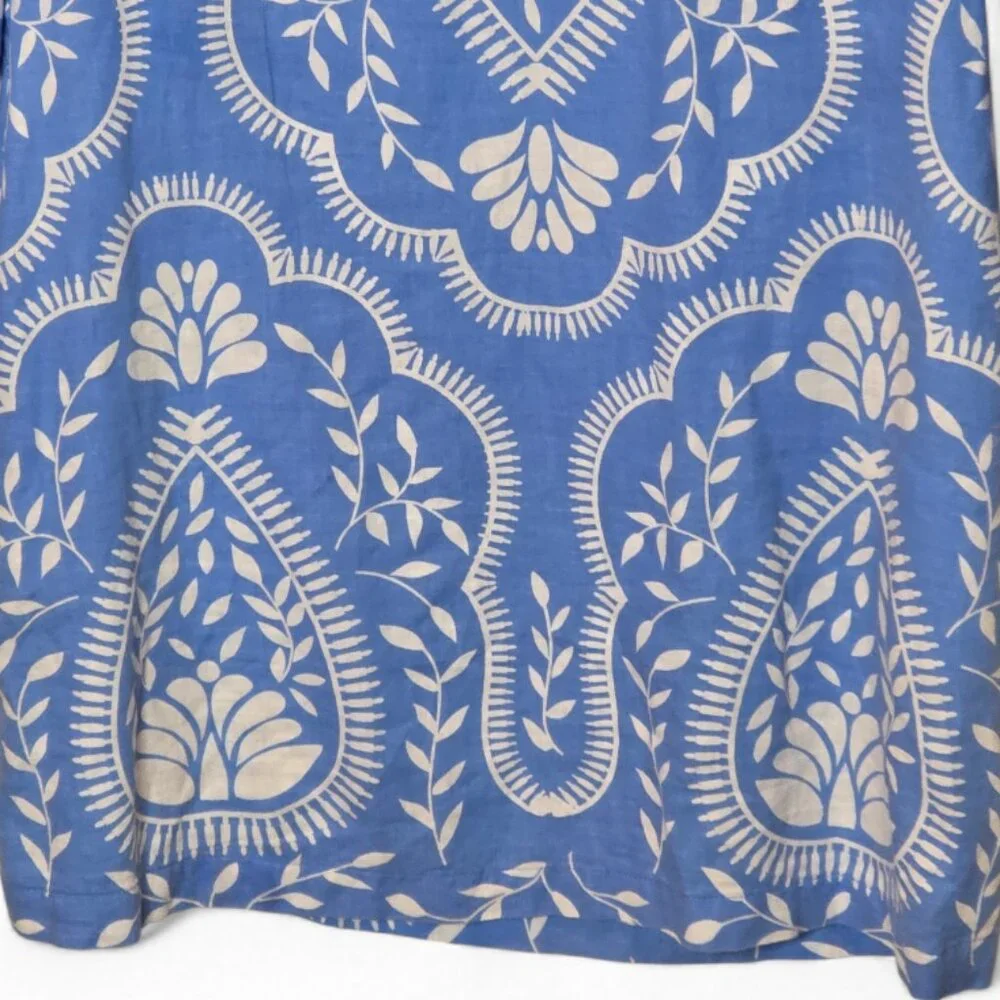 Joie Blue White Paisley Tunic Dress Size 8 Bell Sleeve Boho Resort Mini
